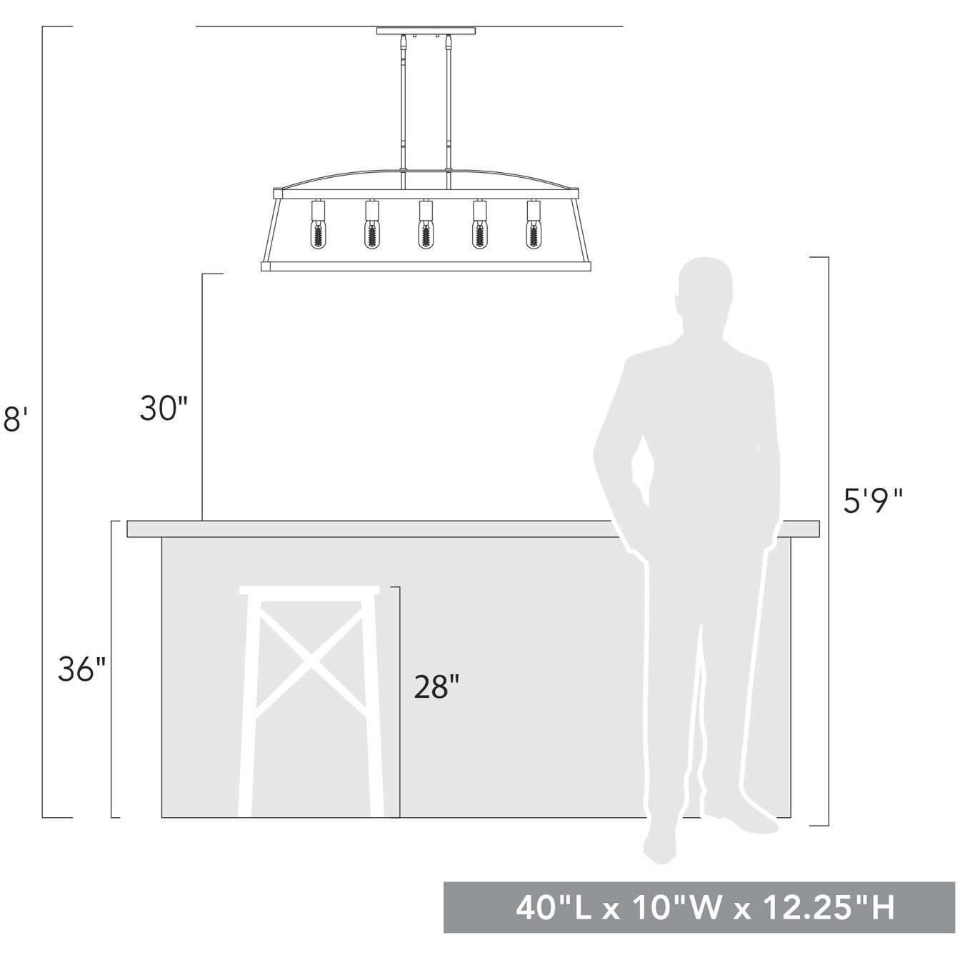 Teagan Island Light Ceiling Light in Gray Harbor Wood Accents