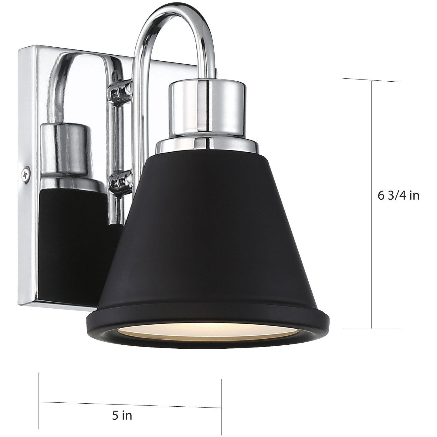 Bette LED 6.13 inch Polished Nickel and Matte Black Vanity Light Wall Light