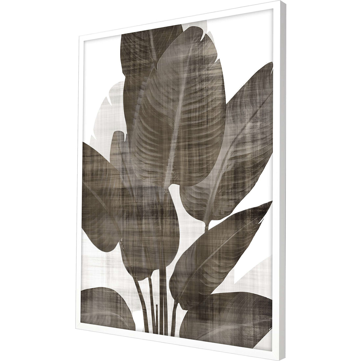 Earthy Palm Brown and White Framed Art