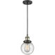 Franklin Restoration Beacon 1 Light 6 inch Black Antique Brass Mini Pendant Ceiling Light in Incandescent, Seedy, Franklin Restoration