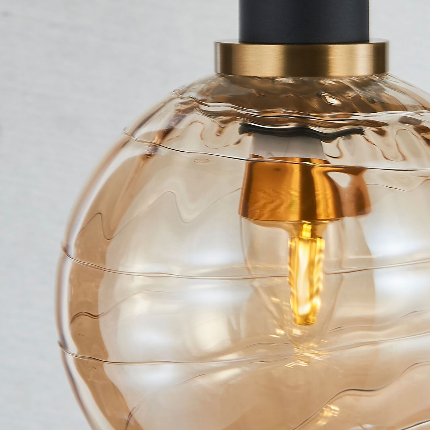 Gem LED 6 inch Black and Brushed Brass Pendant Ceiling Light in Amber