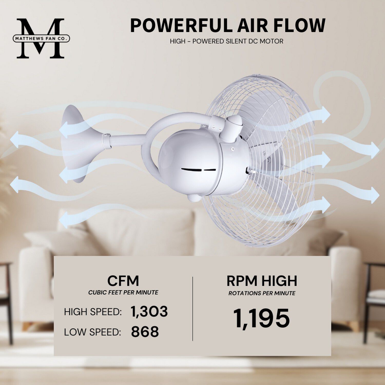 Atlas Kaye 17 inch Gloss White Wall/Ceiling Fan