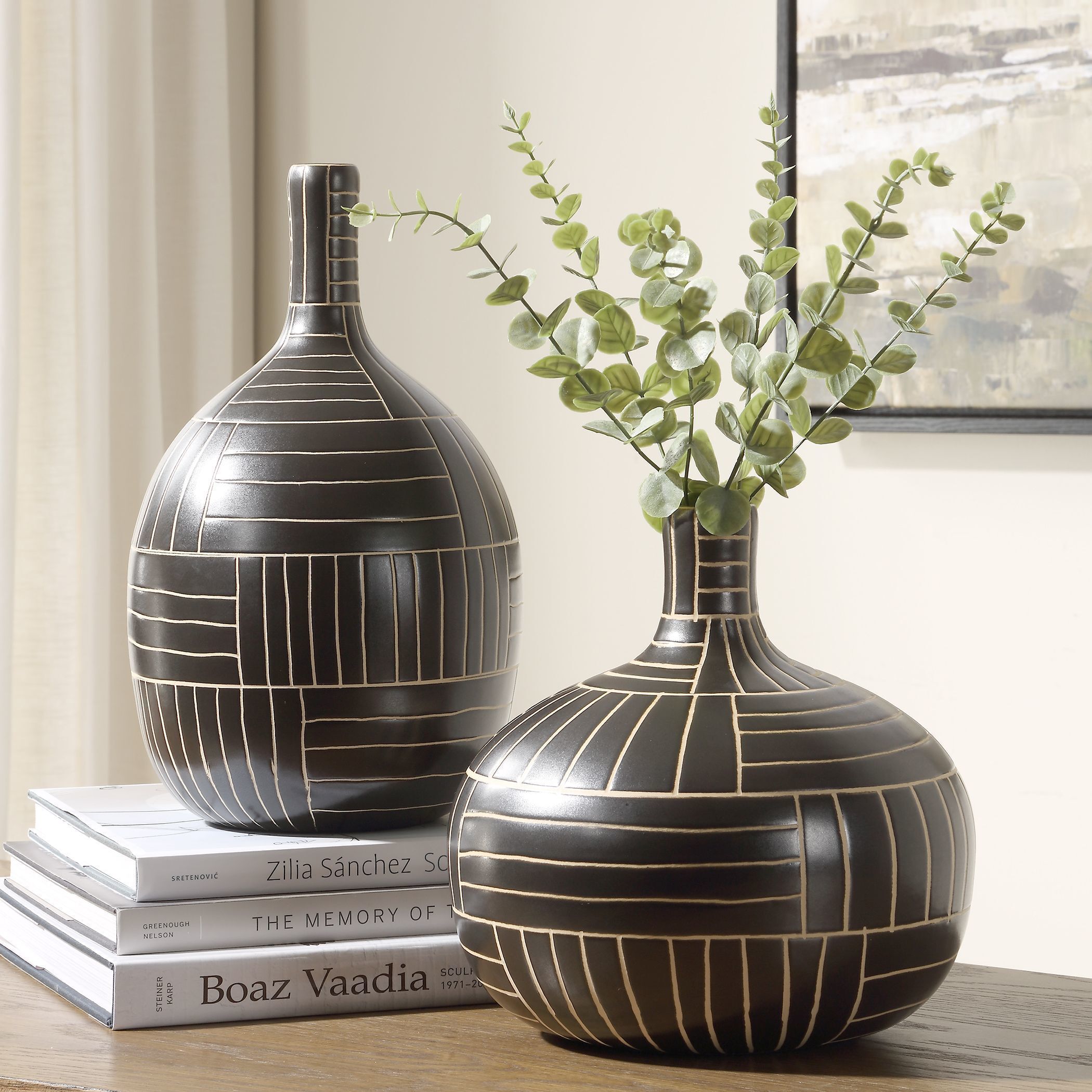 Graphite 13.5 X 7.75 inch Vases, Set of 2