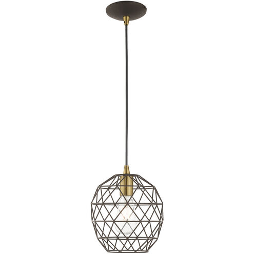 Geometric 1 Light 8 inch Bronze Mini Pendant Ceiling Light