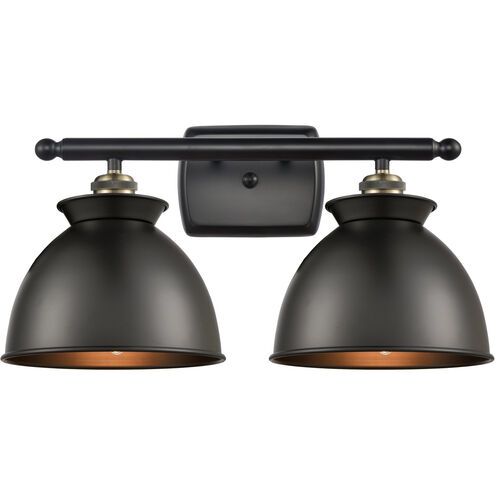 Ballston Adirondack 2 Light 18 inch Antique Brass Bath Vanity Light Wall Light in Incandescent, Matte Black, Ballston