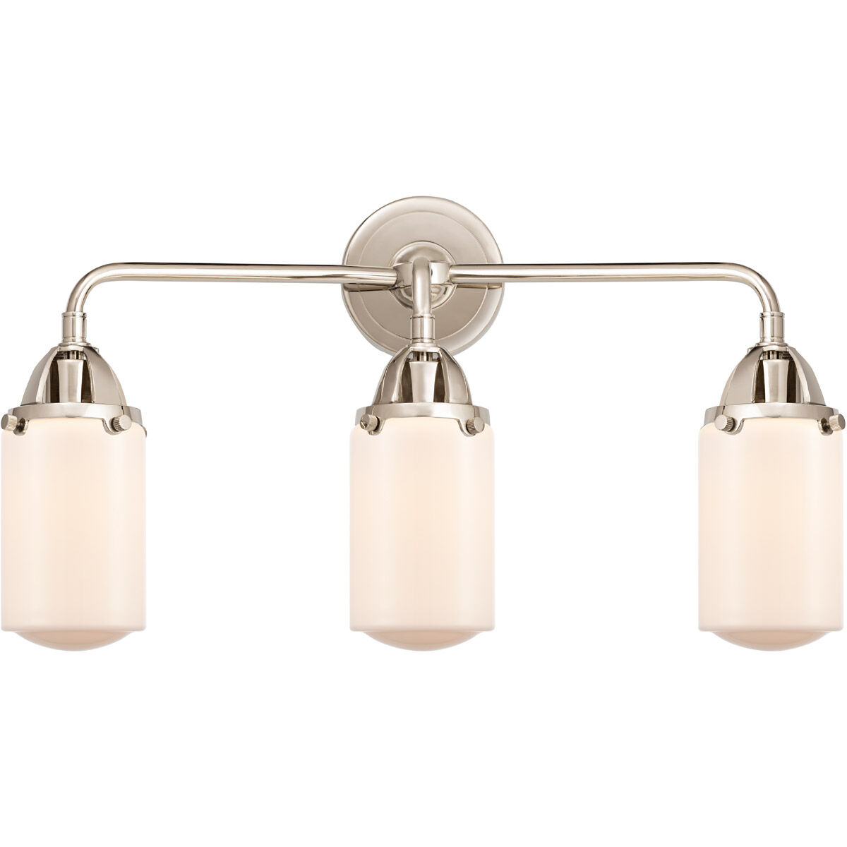 Nouveau 2 Dover 3 Light 23 inch Polished Nickel Bath Vanity Light Wall Light in Matte White Glass