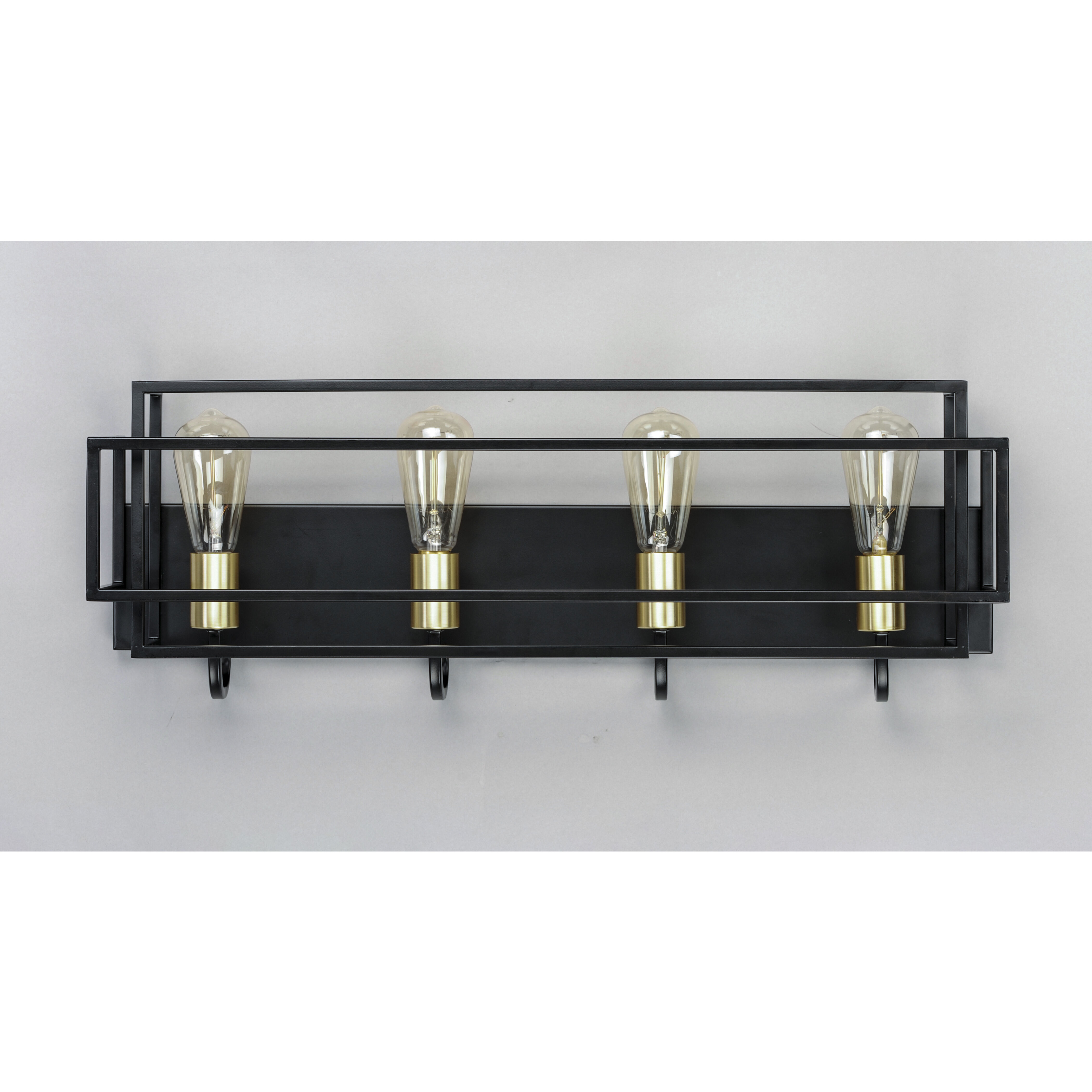 Liner 4 Light 29 inch Black/Satin Brass Bath Vanity Wall Light