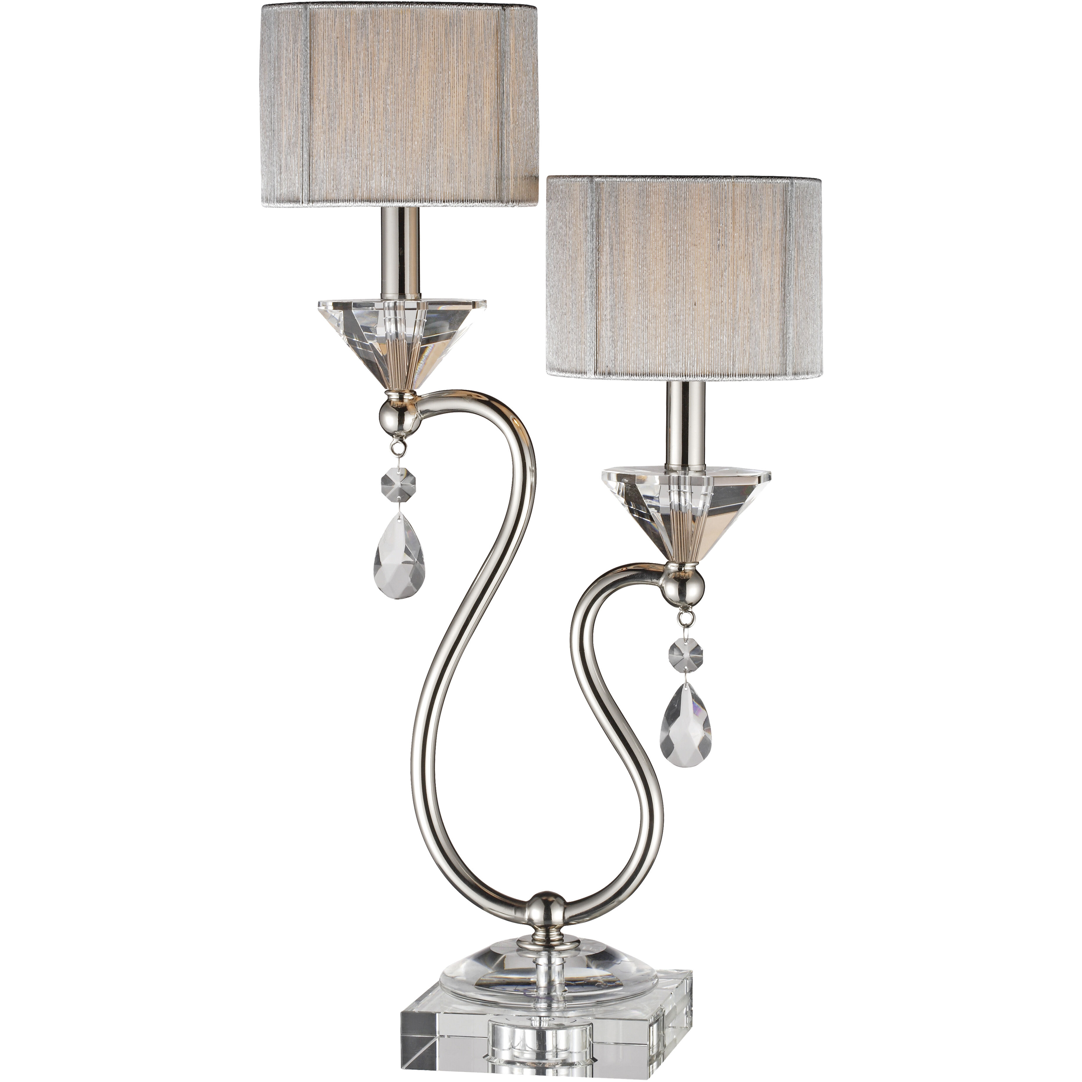 Krystal 23.5 inch 60 watt Polished Nickel with Clear Table Lamp Portable Light
