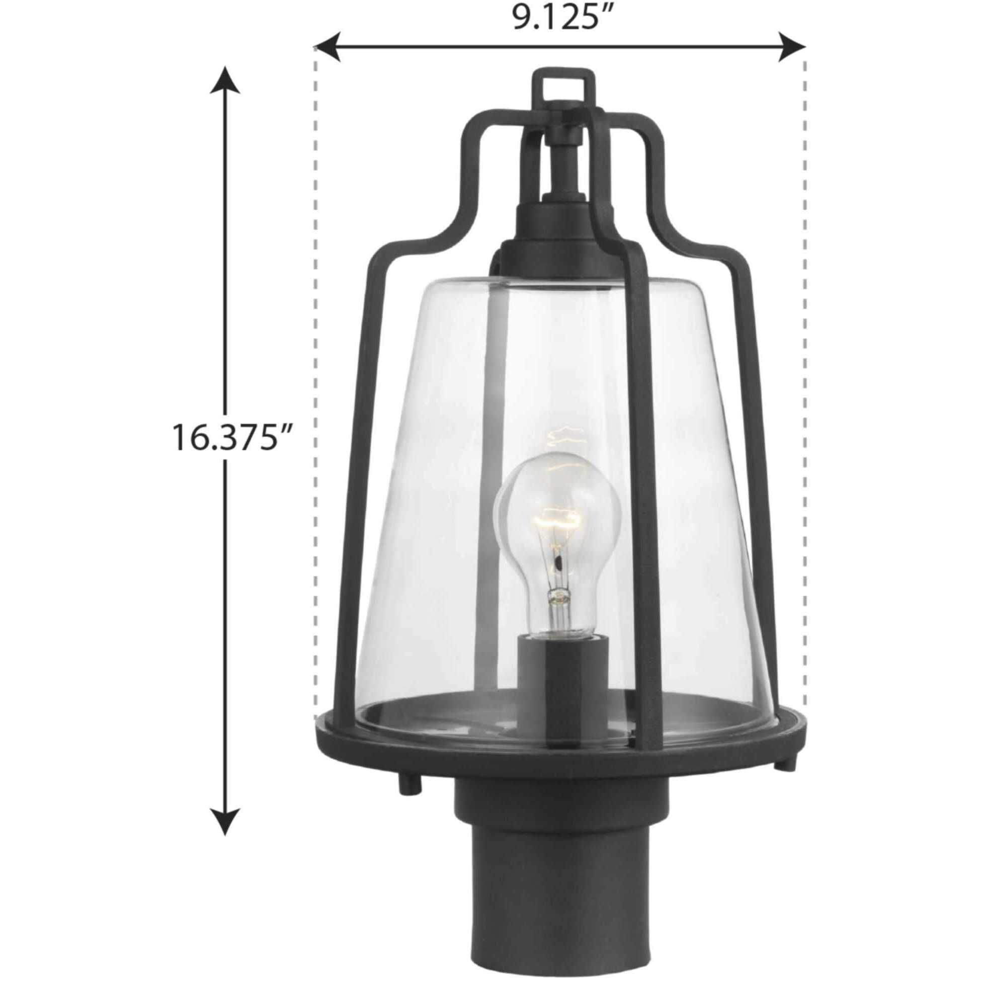 Benton Harbor 1 Light 16 inch Textured Black Outdoor Post Lantern, with DURASHIELD