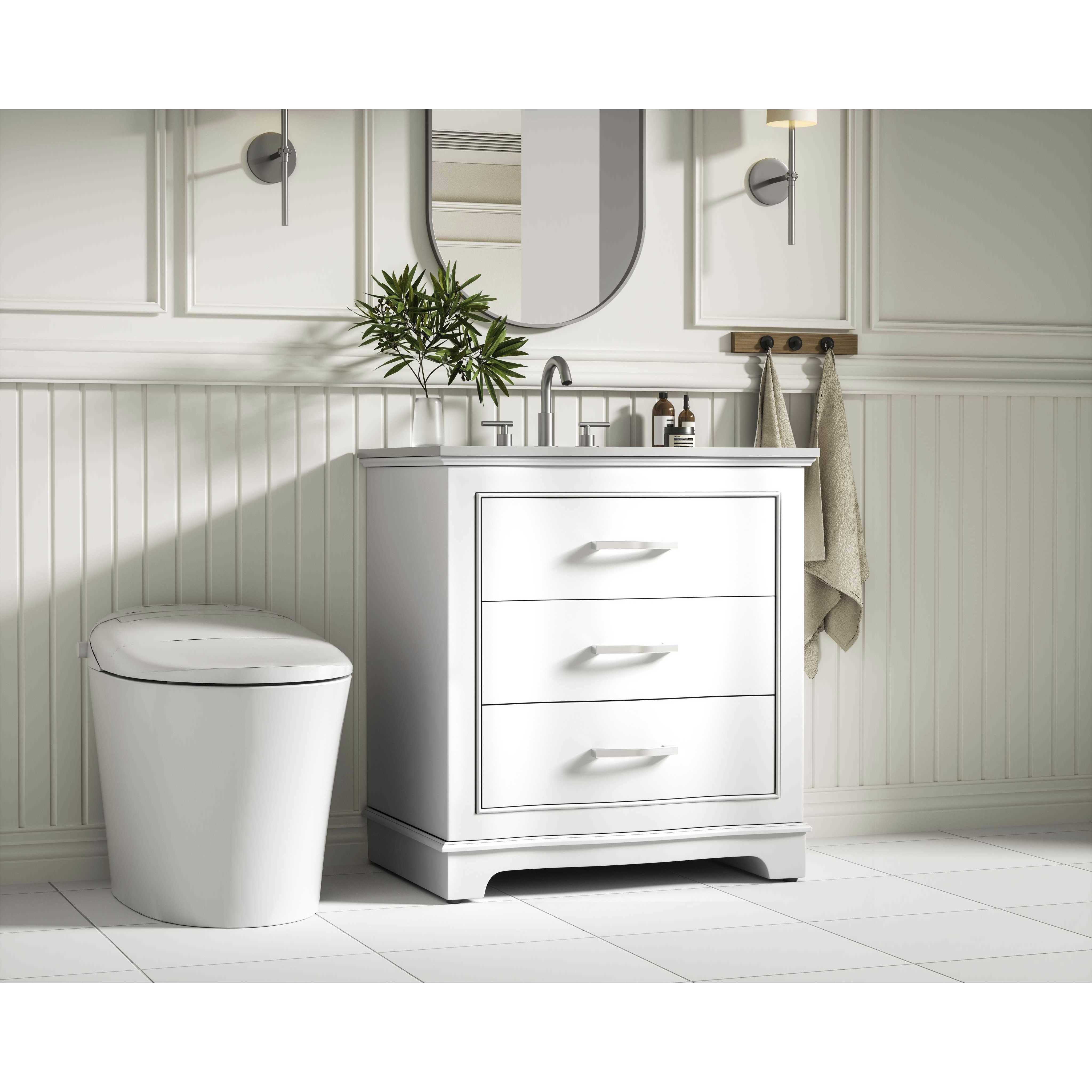 Knox 30 X 34 inch White Bathroom Vanity Cabinet