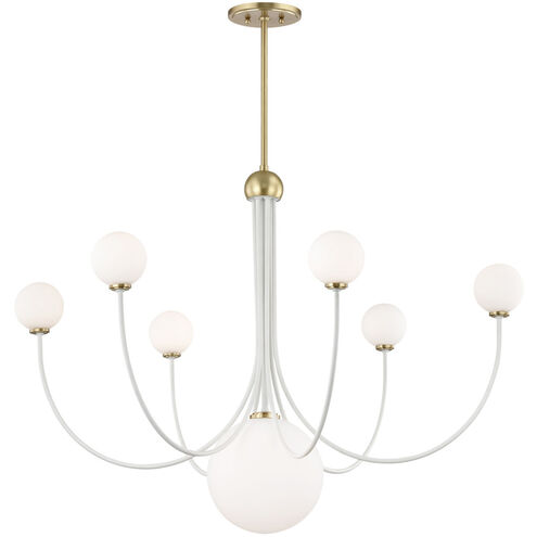 Coco LED 40 inch Aged Brass and White Chandelier Ceiling Light