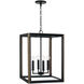 Rowe 4 Light 16 inch Matte Black and Brown Wood Foyer Ceiling Light