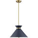 Lamar 3 Light 18 inch Navy Blue with Brass Accents Pendant Ceiling Light in Navy Blue/Brass