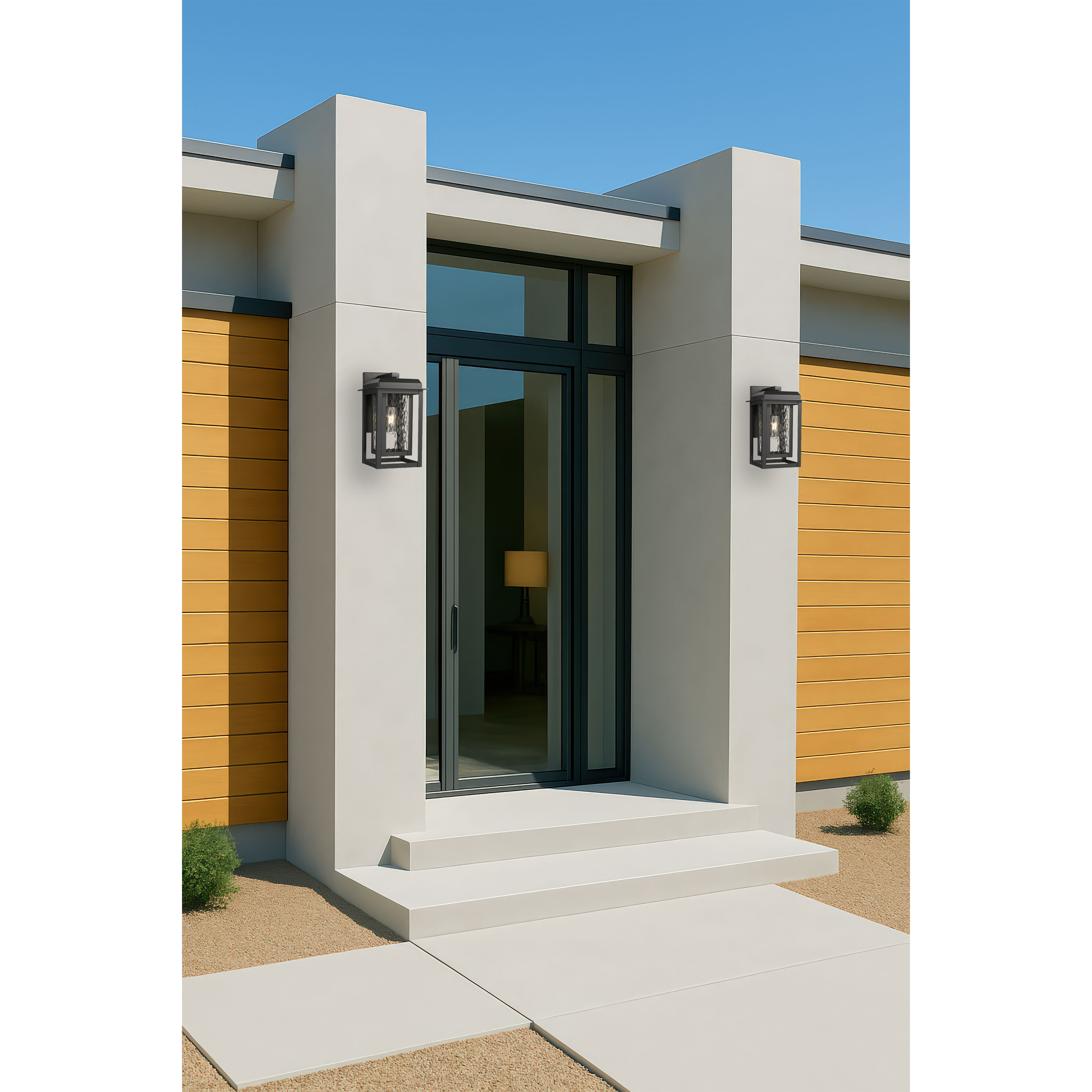 Mansfield 1 Light 13 inch Matte Black Outdoor Sconce in Waterglass