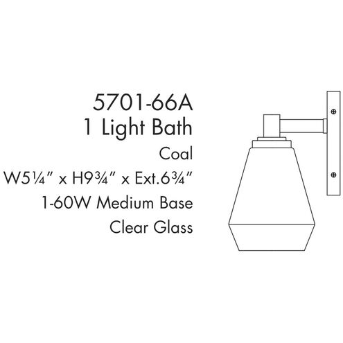 Clarity 1 Light 5.25 inch Coal Bath Vanity Wall Light
