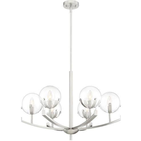 Spyglass 6 Light 28 inch Satin Platinum Chandelier Ceiling Light