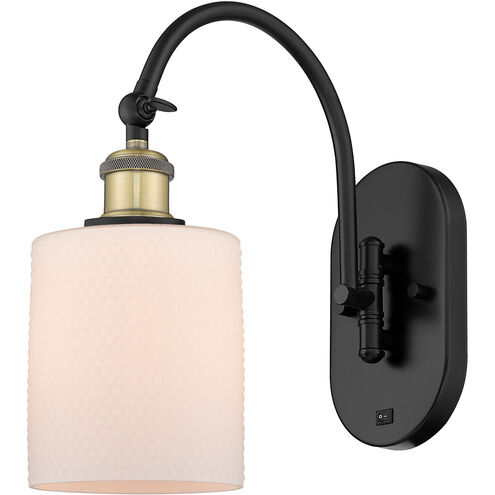 Ballston Cobbleskill LED 5.3 inch Black Antique Brass Sconce Wall Light in Matte White Glass