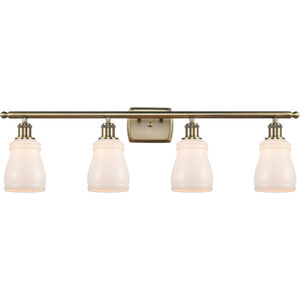 Ballston Ellery 4 Light 36 inch Antique Brass Bath Vanity Light Wall Light in Incandescent, White Glass, Ballston