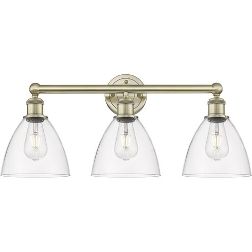 Bristol Glass 3 Light 25.5 inch Antique Brass Bath Vanity Light Wall Light in Clear