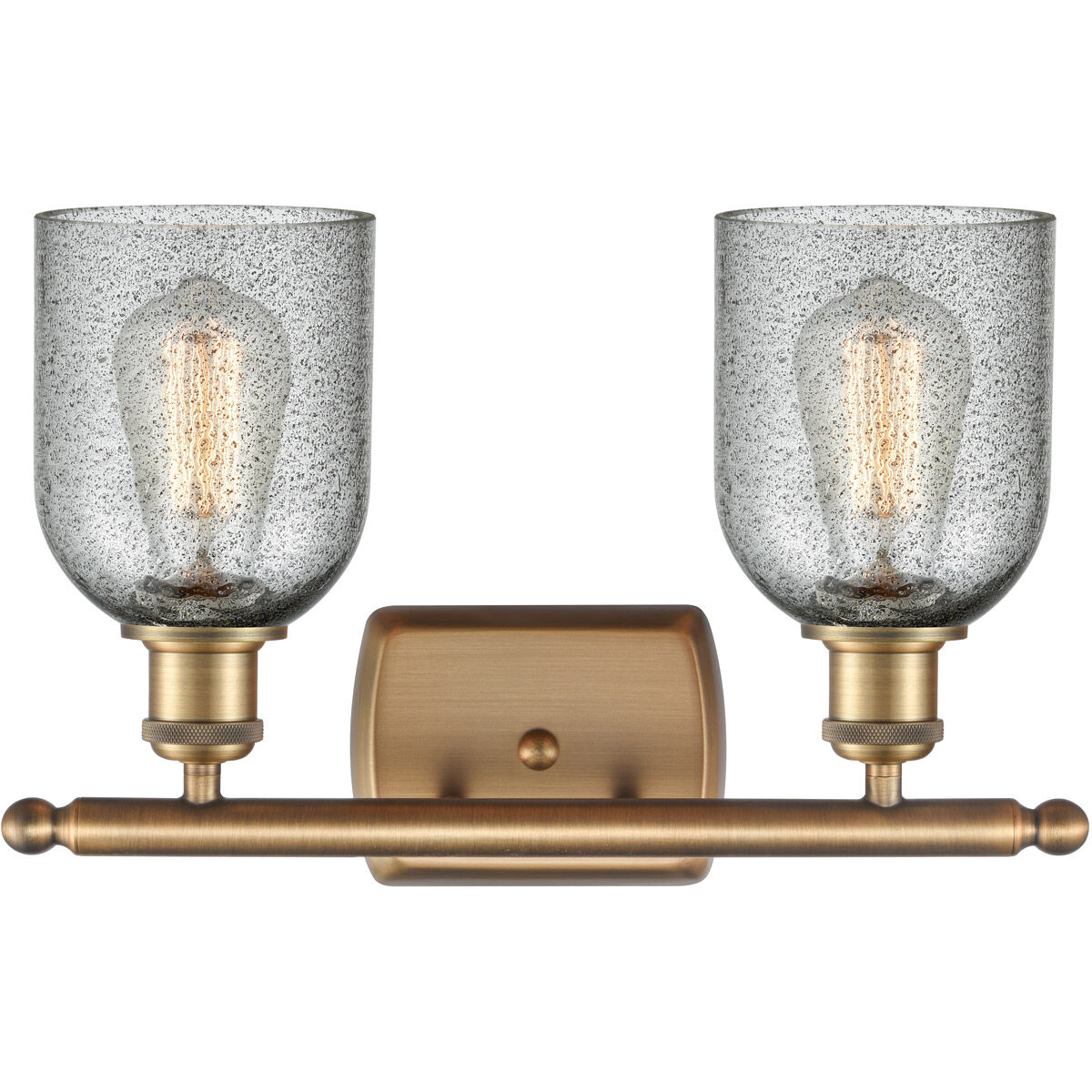 Ballston Caledonia 2 Light 16 inch Brushed Brass Bath Vanity Light Wall Light in Charcoal Glass, Ballston