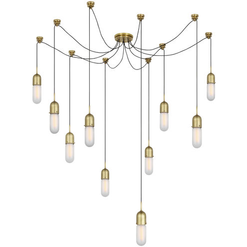 Thomas O'Brien Junio LED 9.5 inch Hand-Rubbed Antique Brass Pendant Ceiling Light in Frosted Glass