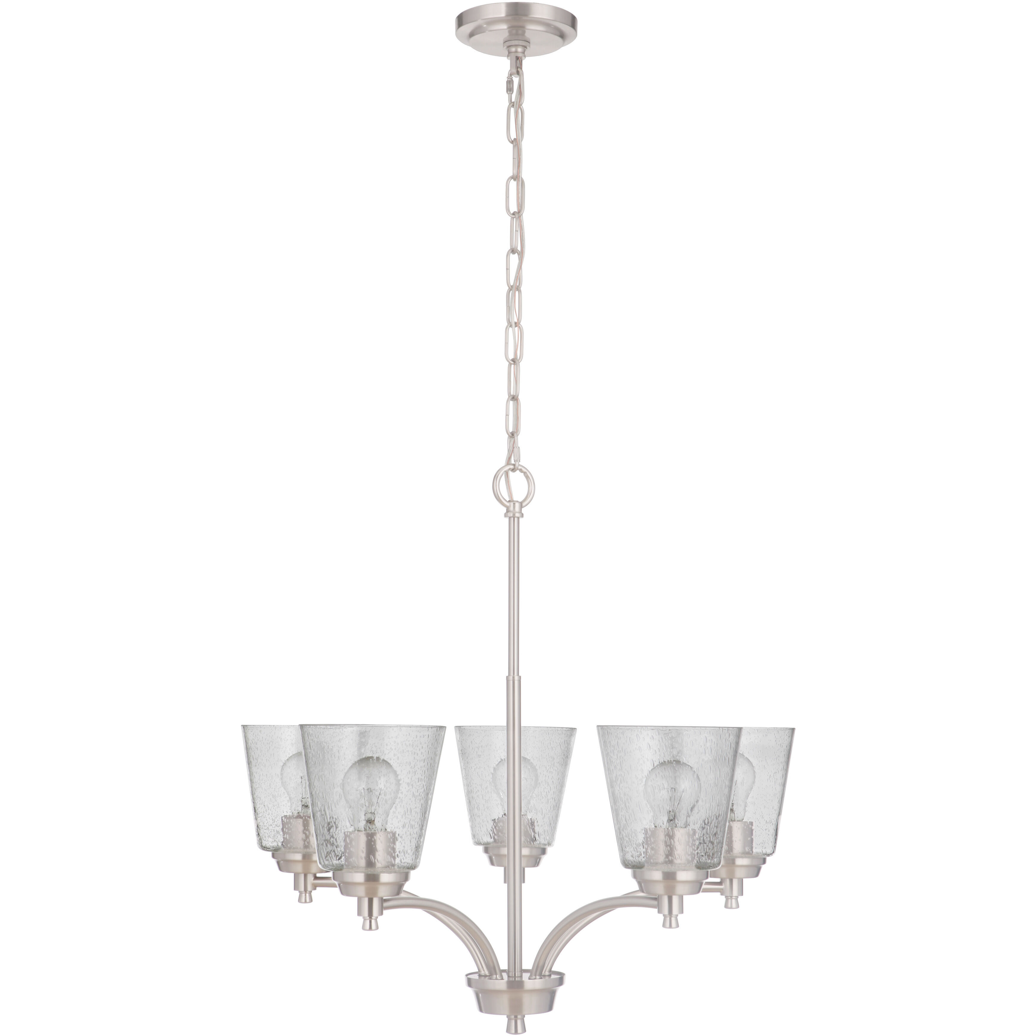 Neighborhood Tyler 5 Light 25 inch Brushed Polished Nickel Chandelier Ceiling Light in Clear Seeded, Neighborhood Collection
