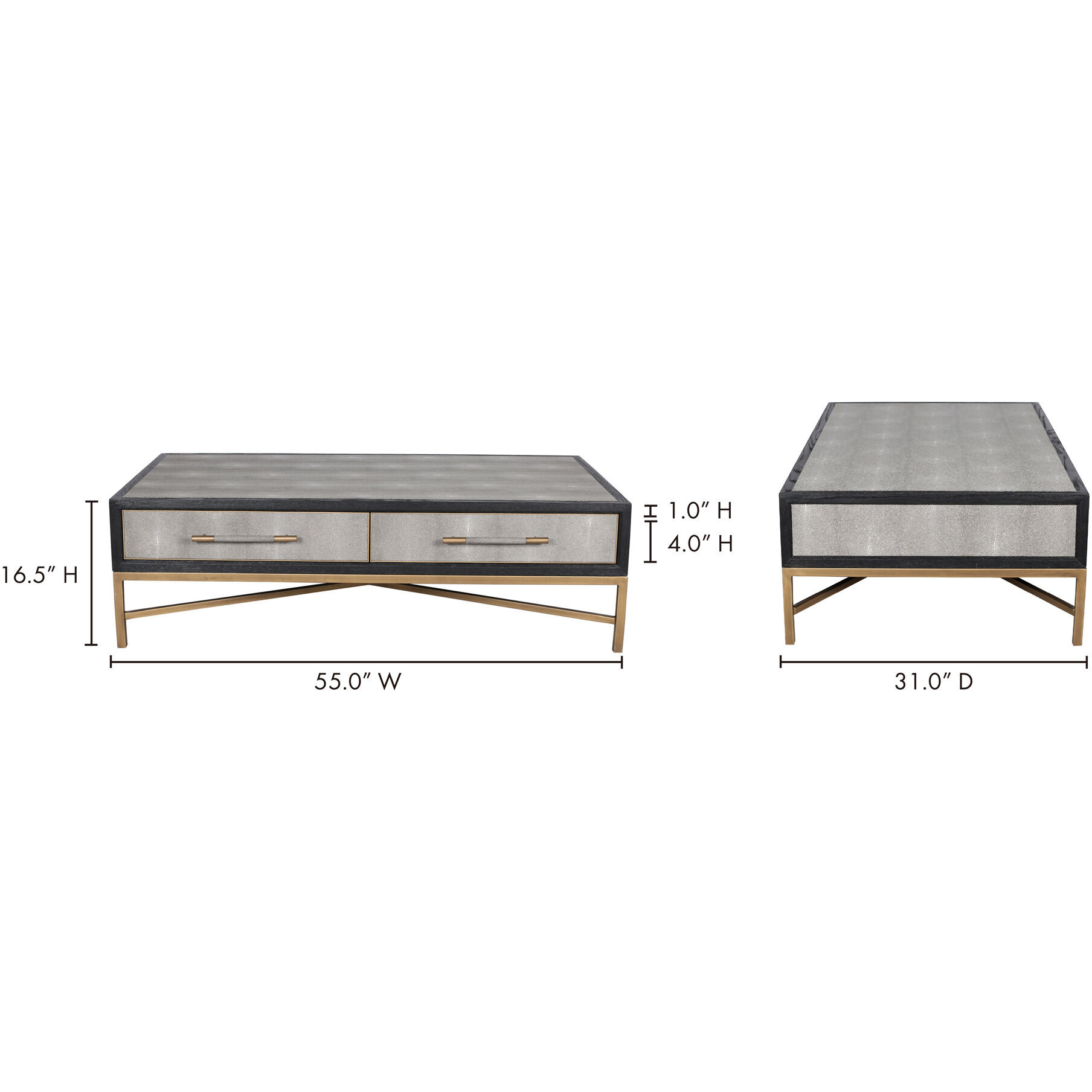 Mako 55 X 31 inch Grey Coffee Table