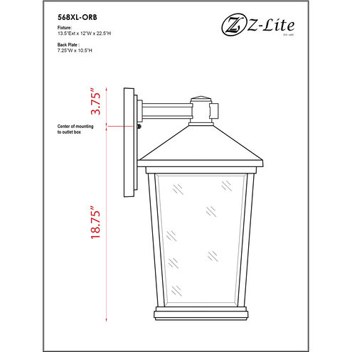 Beacon 3 Light 22.5 inch Oil Rubbed Bronze Outdoor Wall Light