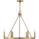 Traditional 6 Light 26 inch Natural Brass Chandelier Ceiling Light