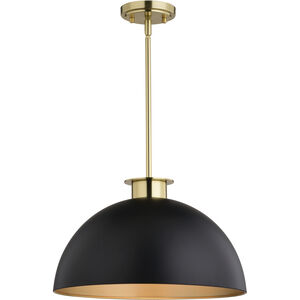 Devon LED 15.75 inch Matte Black and Satin Brass Pendant Ceiling Light