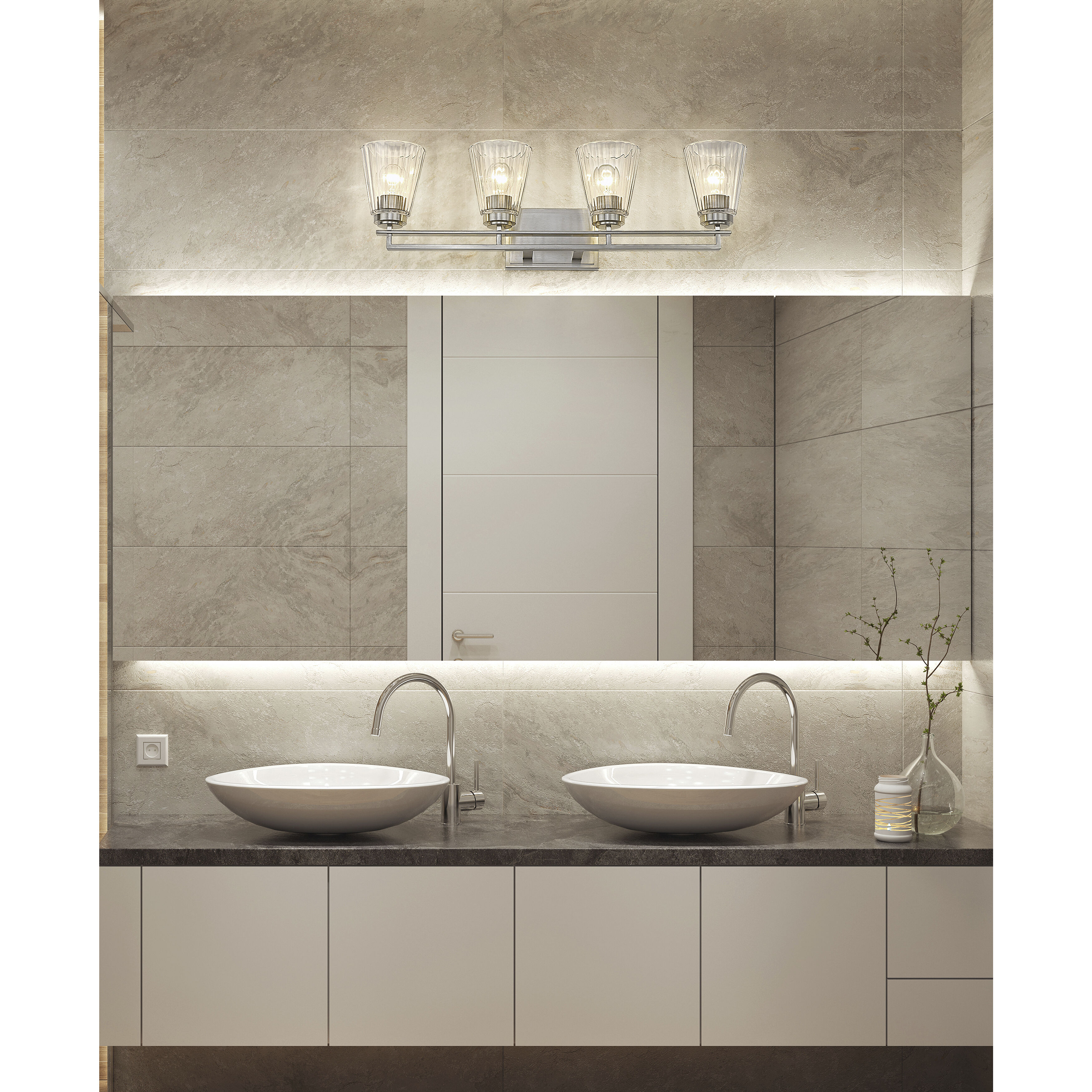 Lyna 4 Light 30.5 inch Brushed Nickel Vanity Wall Light