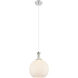 Astor 1 Light 10 inch Satin Nickel Mini Pendant Ceiling Light in Matte White Glass