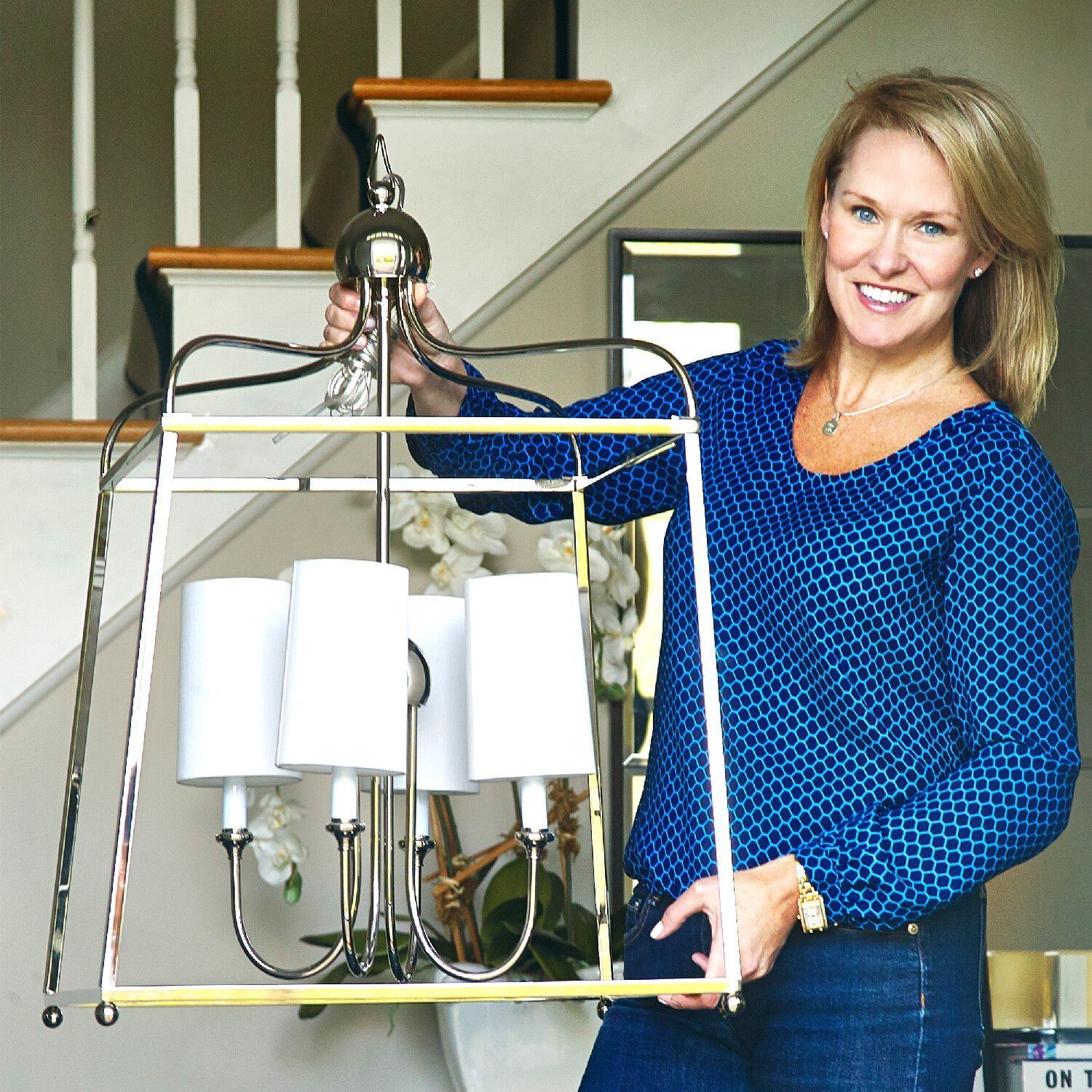 Sylvan 4 Light 21.5 inch Polished Nickel Lantern Chandelier Ceiling Light