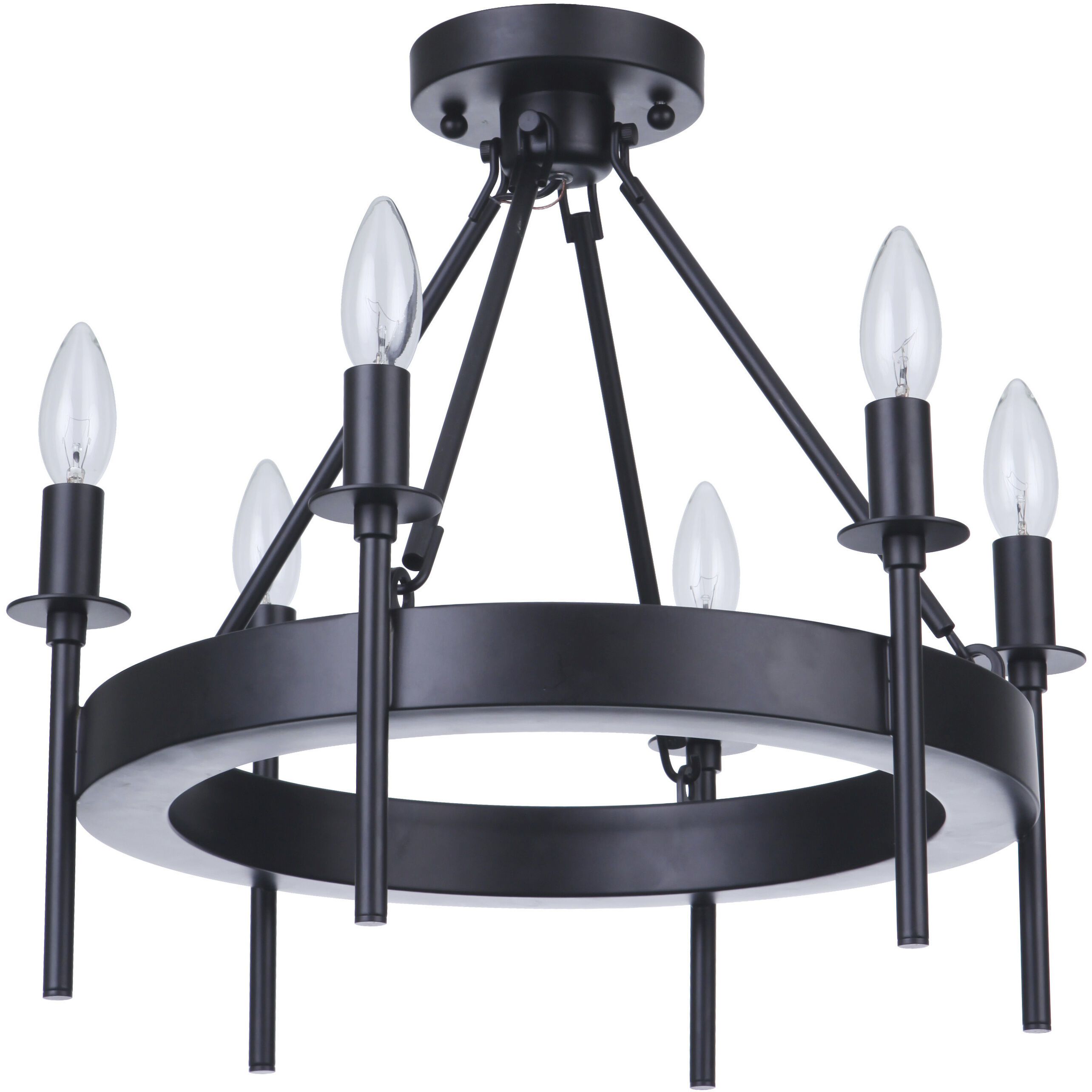 Larrson 6 Light 18 inch Flat Black Semi Flush Ceiling Light