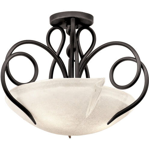 Tribecca 3 Light 21 inch Tortoise Shell Semi Flush Mount Ceiling Light in Bowl glass,  16" Frost