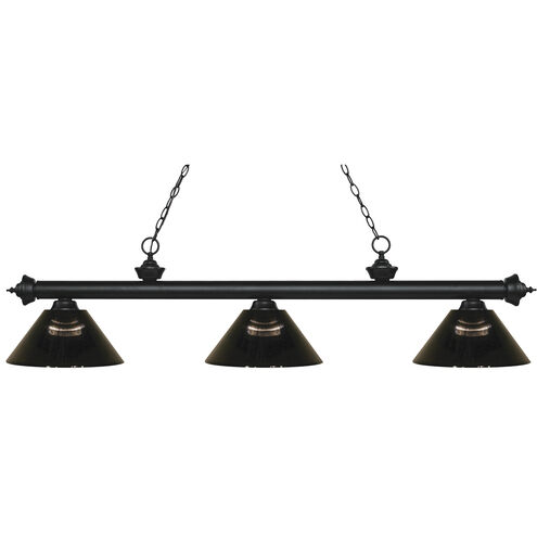 Riviera 3 Light 57.5 inch Matte Black Billiard Ceiling Light in Smoke Acrylic, 10.75