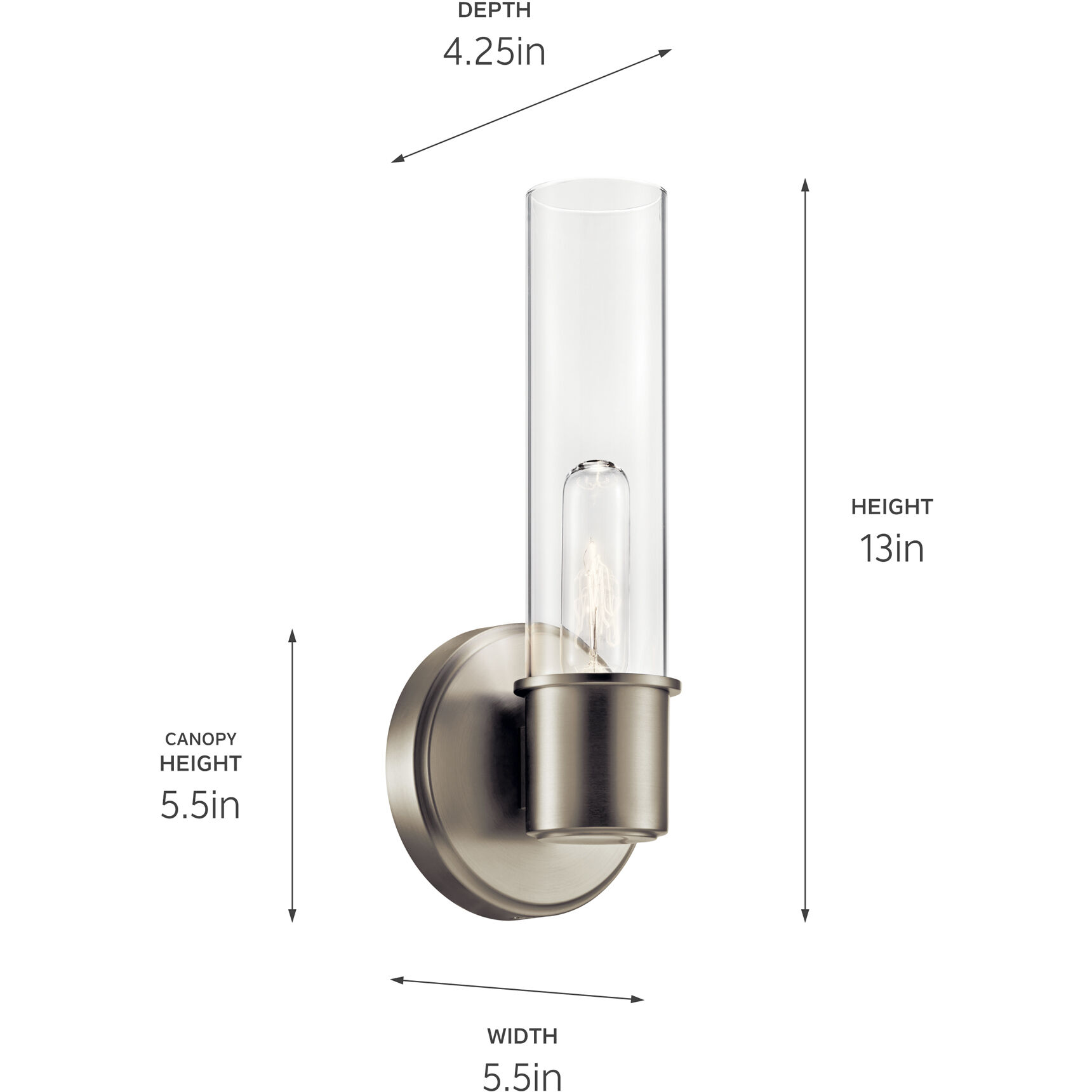 Aviv 1 Light 5.5 inch Brushed Nickel Wall Sconce Wall Light