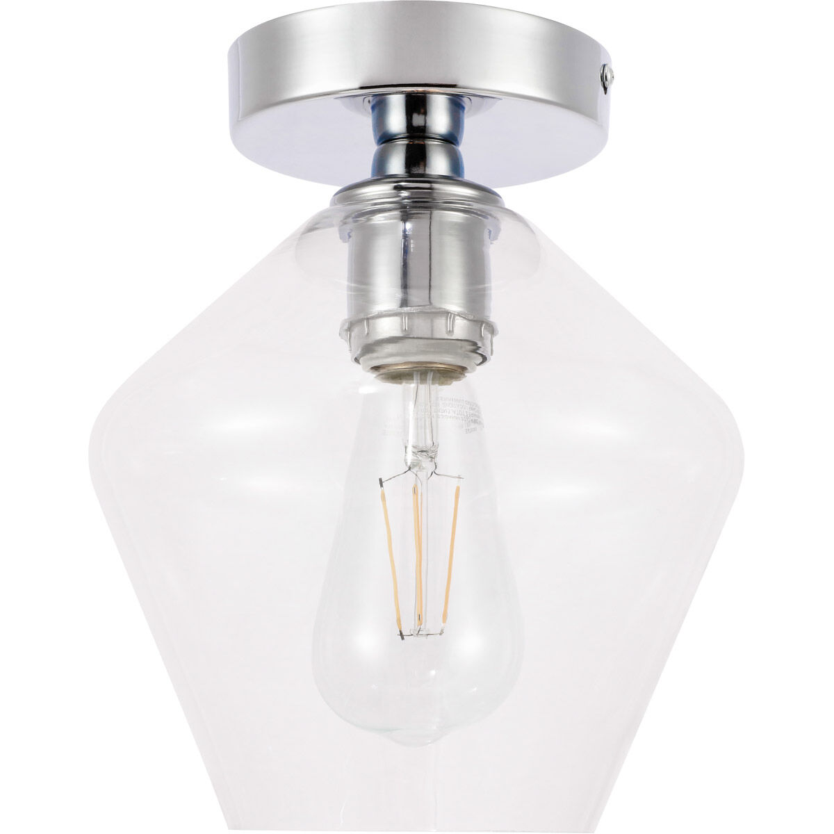 Gene 1 Light 8 inch Chrome Flush Mount Ceiling Light