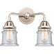 Nouveau 2 Small Canton LED 13.25 inch Polished Nickel Bath Vanity Light Wall Light in Seedy Glass