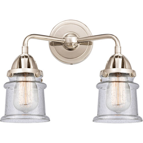 Nouveau 2 Small Canton LED 13.25 inch Polished Nickel Bath Vanity Light Wall Light in Seedy Glass