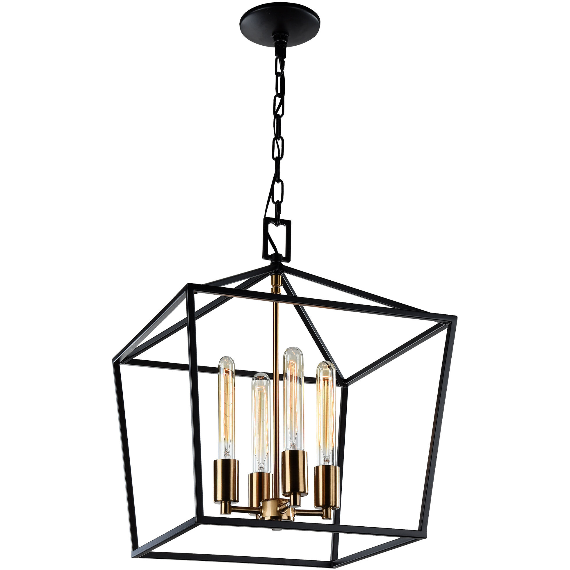 Scatola 4 Light 16 inch Rusty Black and Aged Gold Brass accents Chandelier Ceiling Light