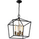 Scatola 4 Light 16 inch Rusty Black and Aged Gold Brass accents Chandelier Ceiling Light