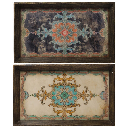 Anita Brown and Blue Tray, Set of 2