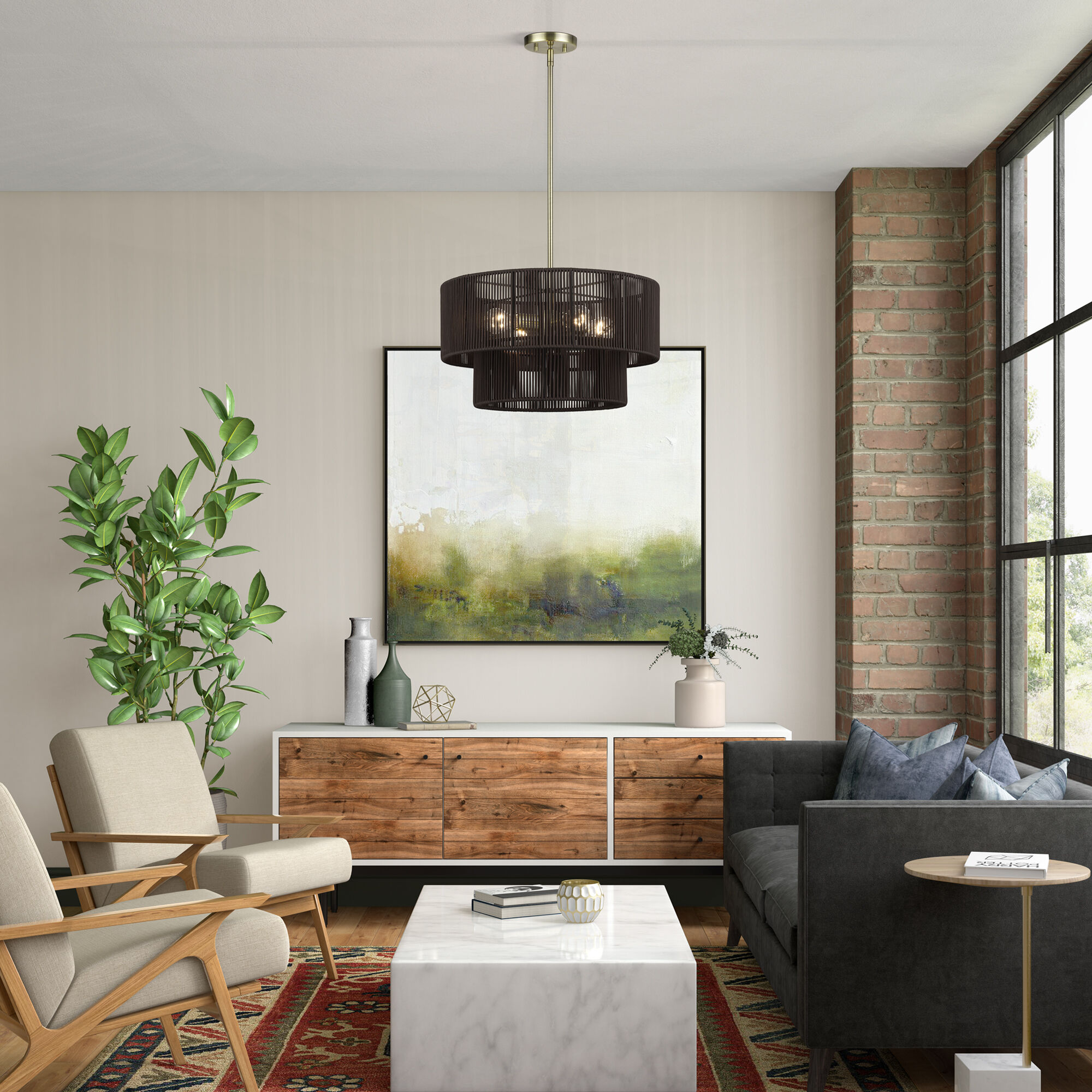 Acordia 4 Light 20 inch Antique Brass Pendant Chandelier Ceiling Light