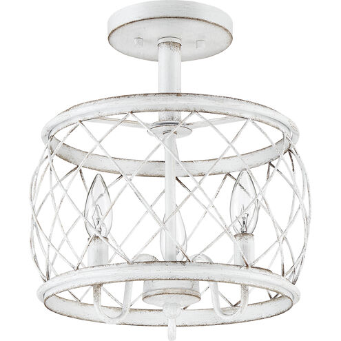 Dury 3 Light 12 inch Antique White Semi-Flushmount Ceiling Light, Small