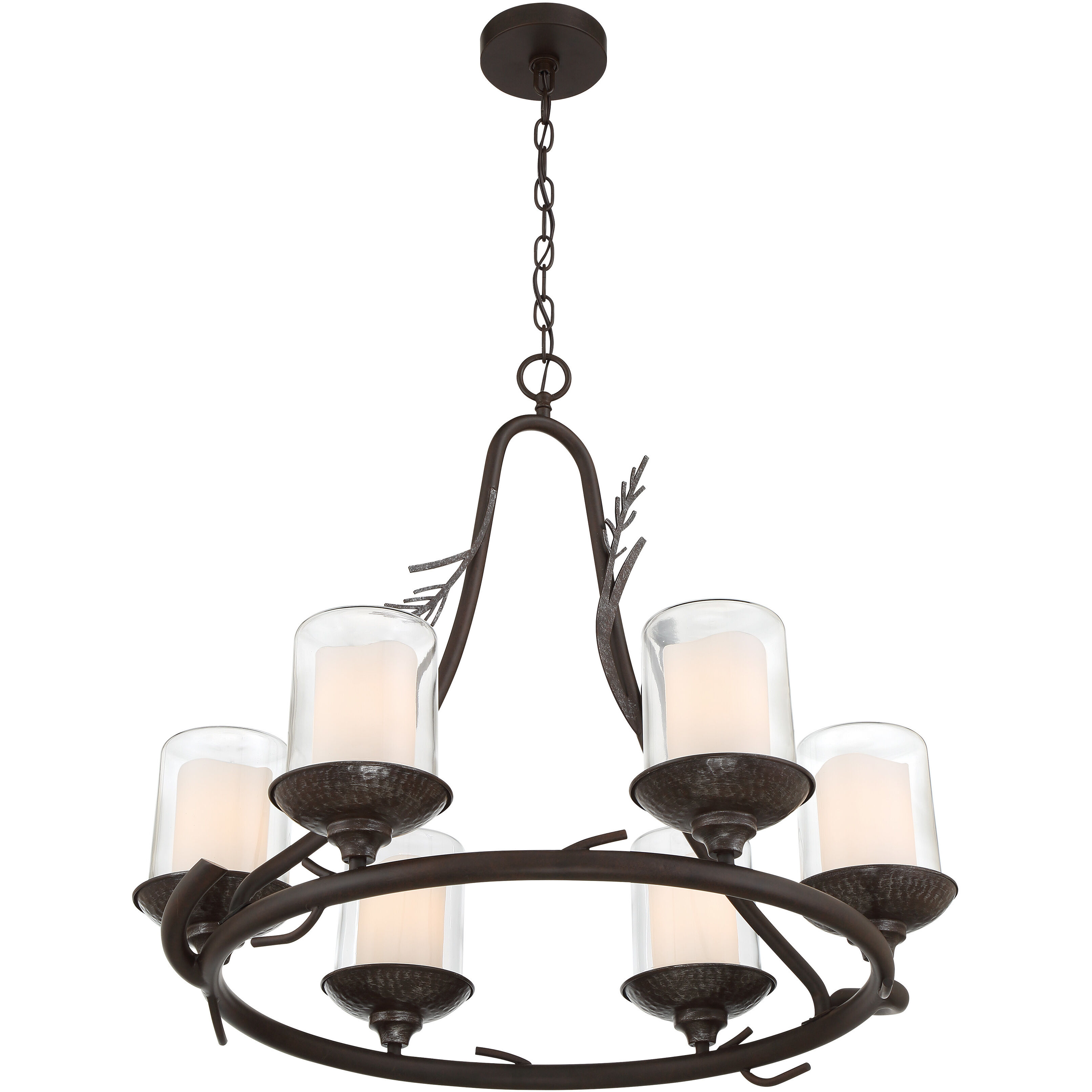 Ponderosa Ridge 6 Light 28 inch Weathered Spruce/Silver Highlights Chandelier Ceiling Light