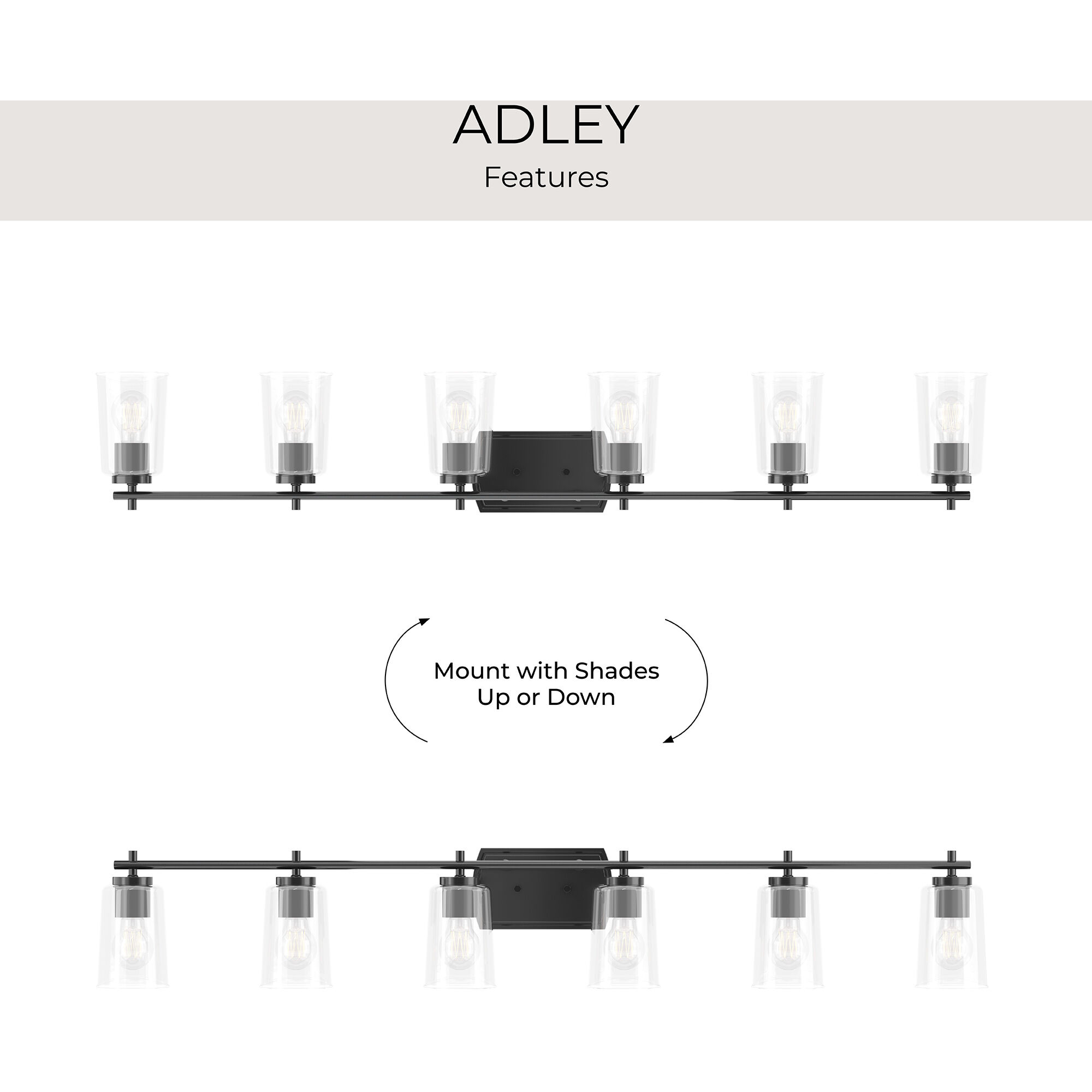 Adley 6 Light 49 inch Matte Black Bath Vanity Wall Light