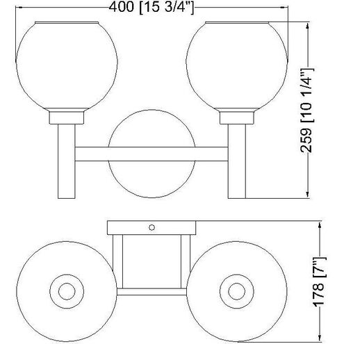 Sutton 2 Light 15.75 inch Brushed Nickel Vanity Wall Light
