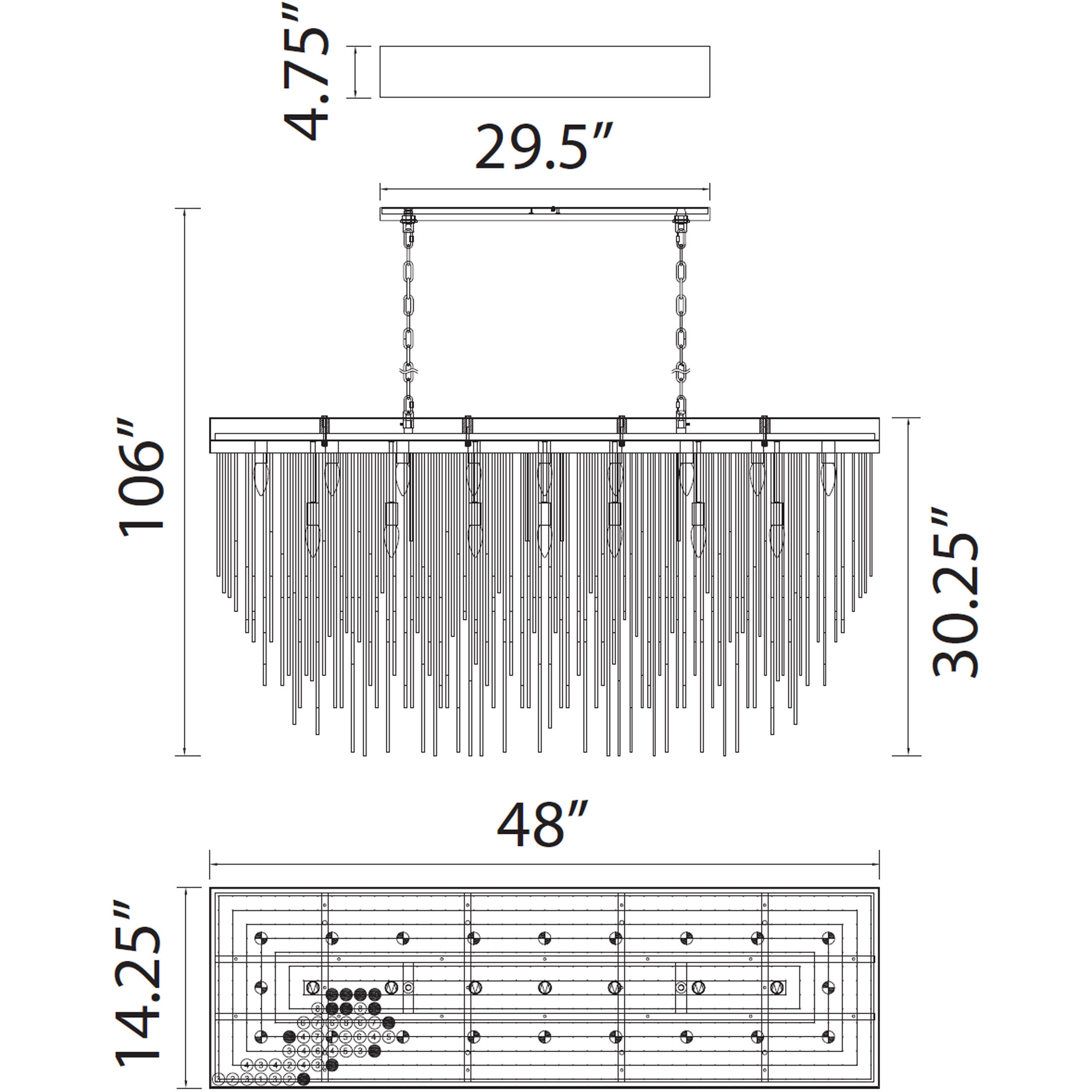 Waterfall 17 Light 14.25 inch Satin Brushed Black Chandelier Ceiling Light