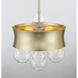 Verdi Square 3 Light 14 inch Soft Gold With Gold Leaf Convertible Pendant Ceiling Light